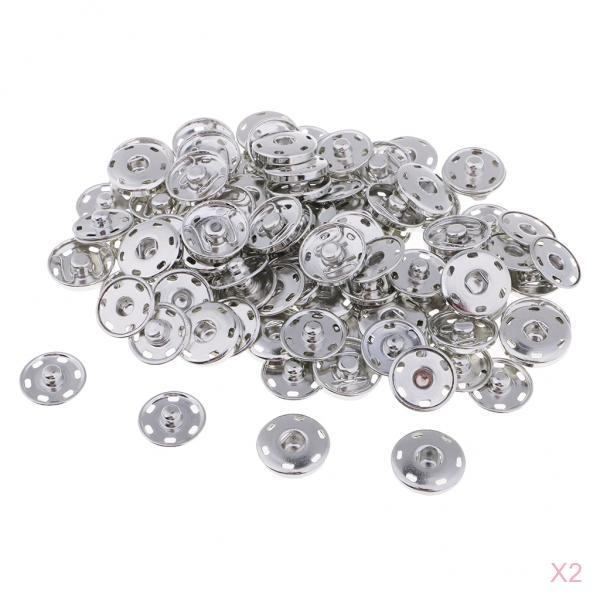 100 Sets Metal Snap Fastener Sew-On Snap Buttons for Clothing Repair 19mm