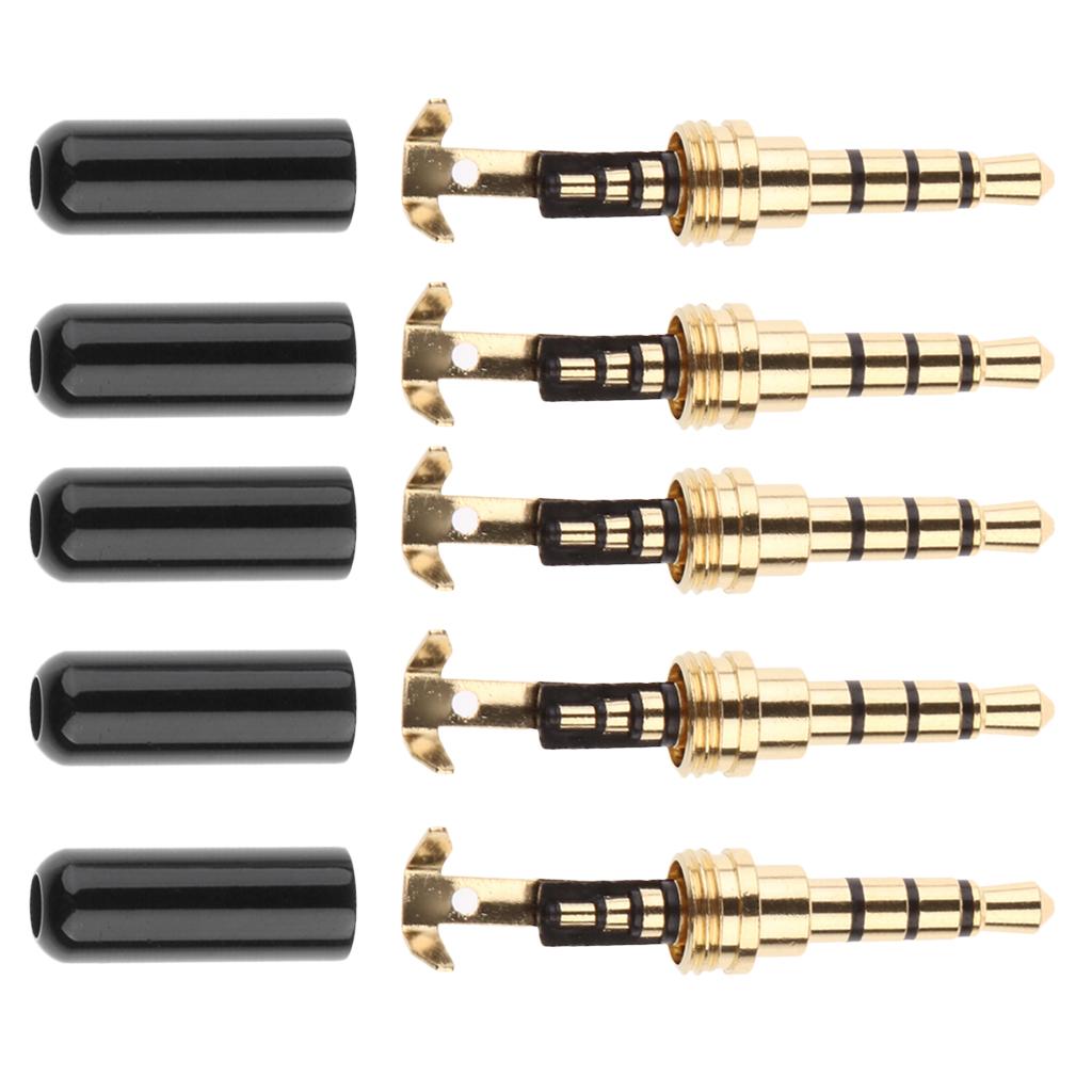 5 Pieces Universal DIY 3.5mm Audio Jack Plug Male Head for Earphone Headset