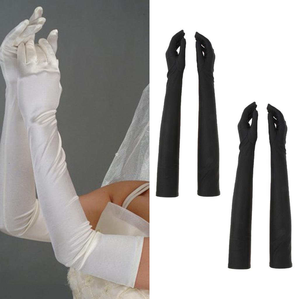 2x Women Long 1920s Opera Gloves Evening Wedding Sun Block Elbow Gloves