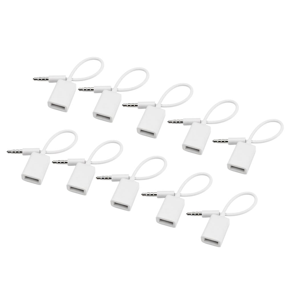 10Pieces 3.5mm Male AUX Audio Plug Jack to USB 2.0 Female Converter Cable