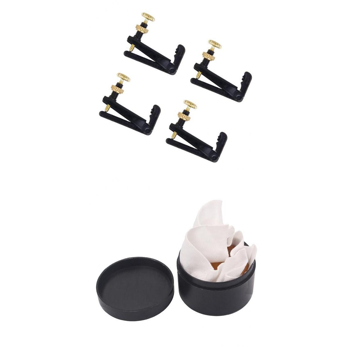 4pcs 3/4 4/4 Violin Fine Tuners String Adjusters+Violin Viola Cello Rosin