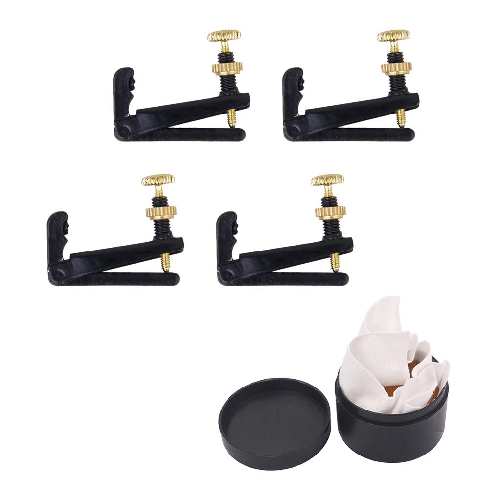 4pcs 3/4 4/4 Violin Fine Tuners String Adjusters+Violin Viola Cello Rosin