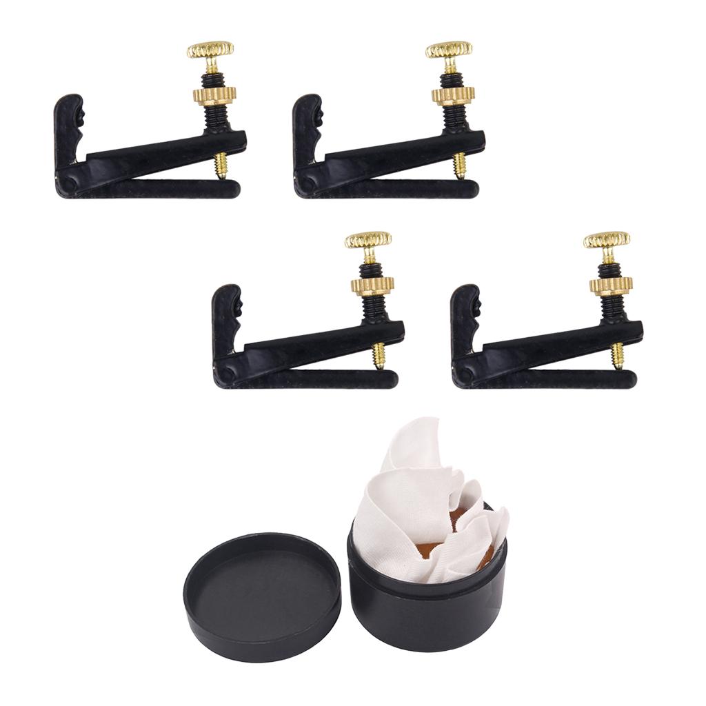 4pcs 3/4 4/4 Violin Fine Tuners String Adjusters+Violin Viola Cello Rosin