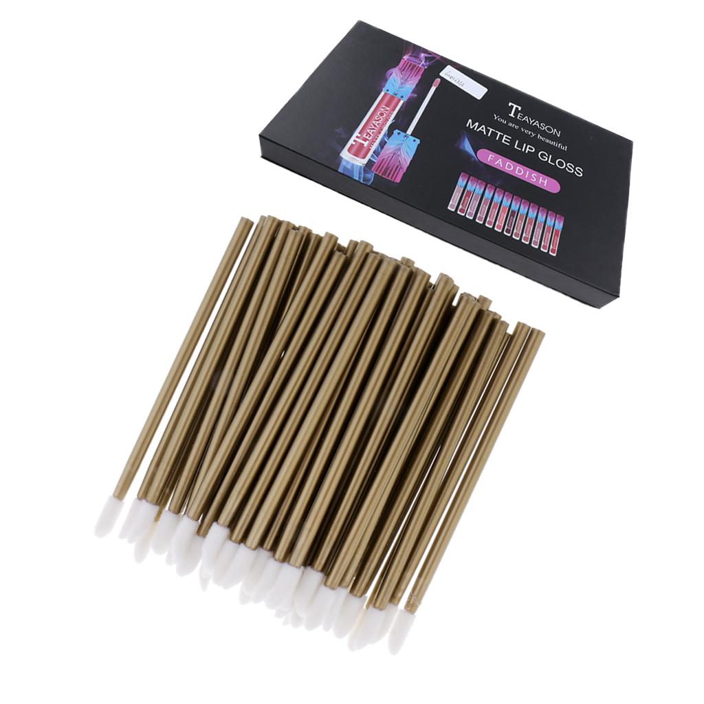 50 Pieces Travel Disposable Lip Gloss Brush + 12 Colors Lipstick Makeup Set