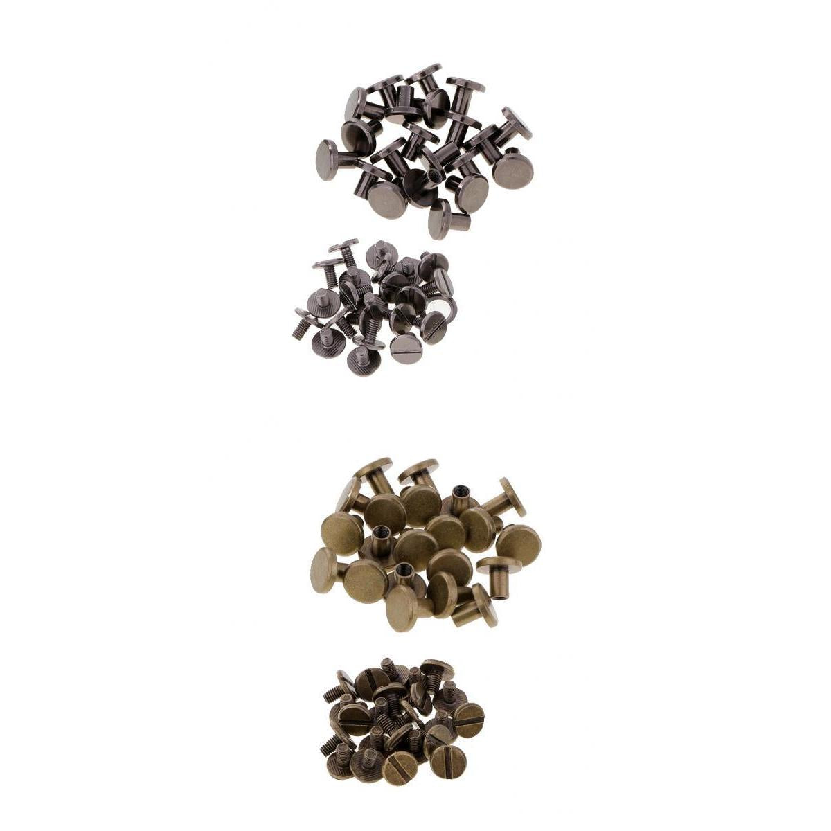 40 Sets 8mm Round Rivet Screw Studs Chicago Screw Leather Craft