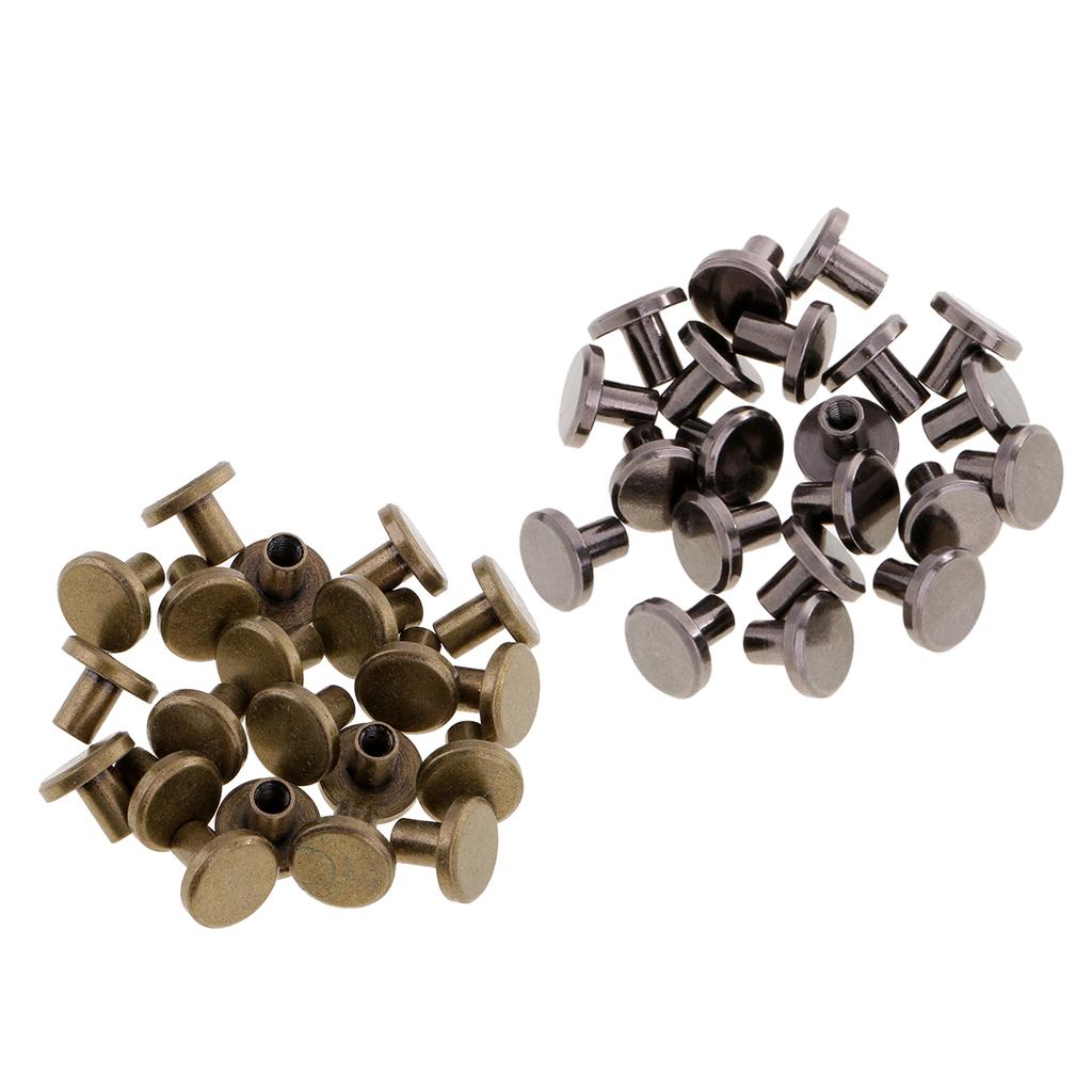 40 Sets 8mm Round Rivet Screw Studs Chicago Screw Leather Craft