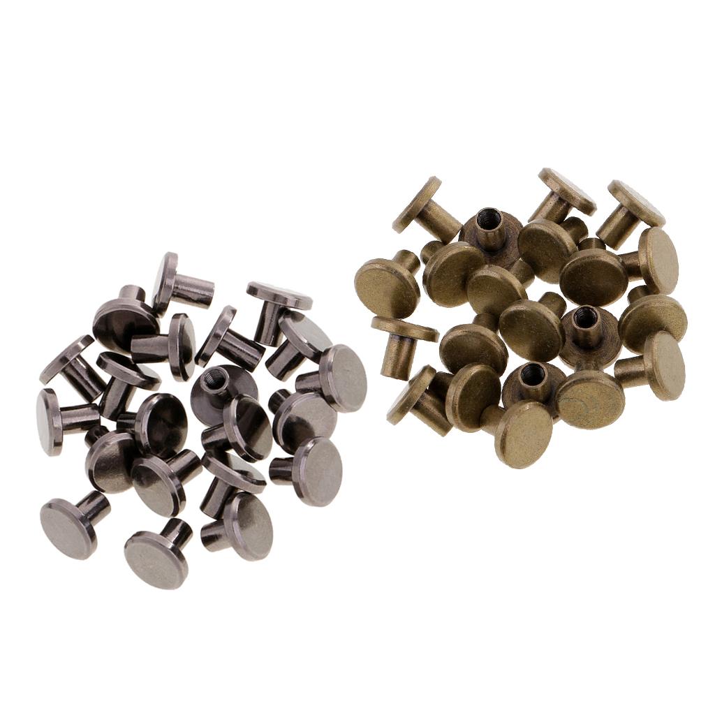 40 Sets 8mm Round Rivet Screw Studs Chicago Screw Leather Craft