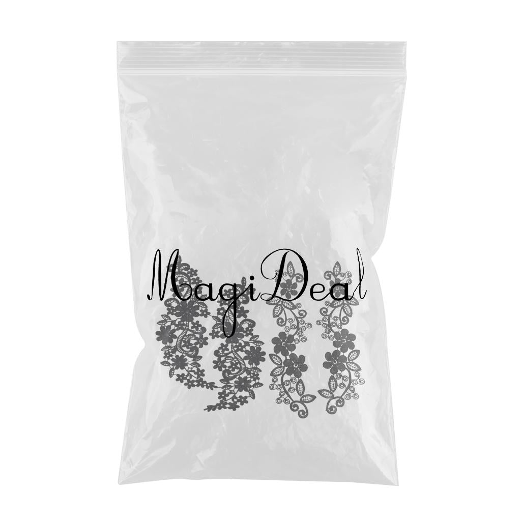 2 Pairs Black Lace Applique Embroidered Guipure Wedding Lace Motif Patch