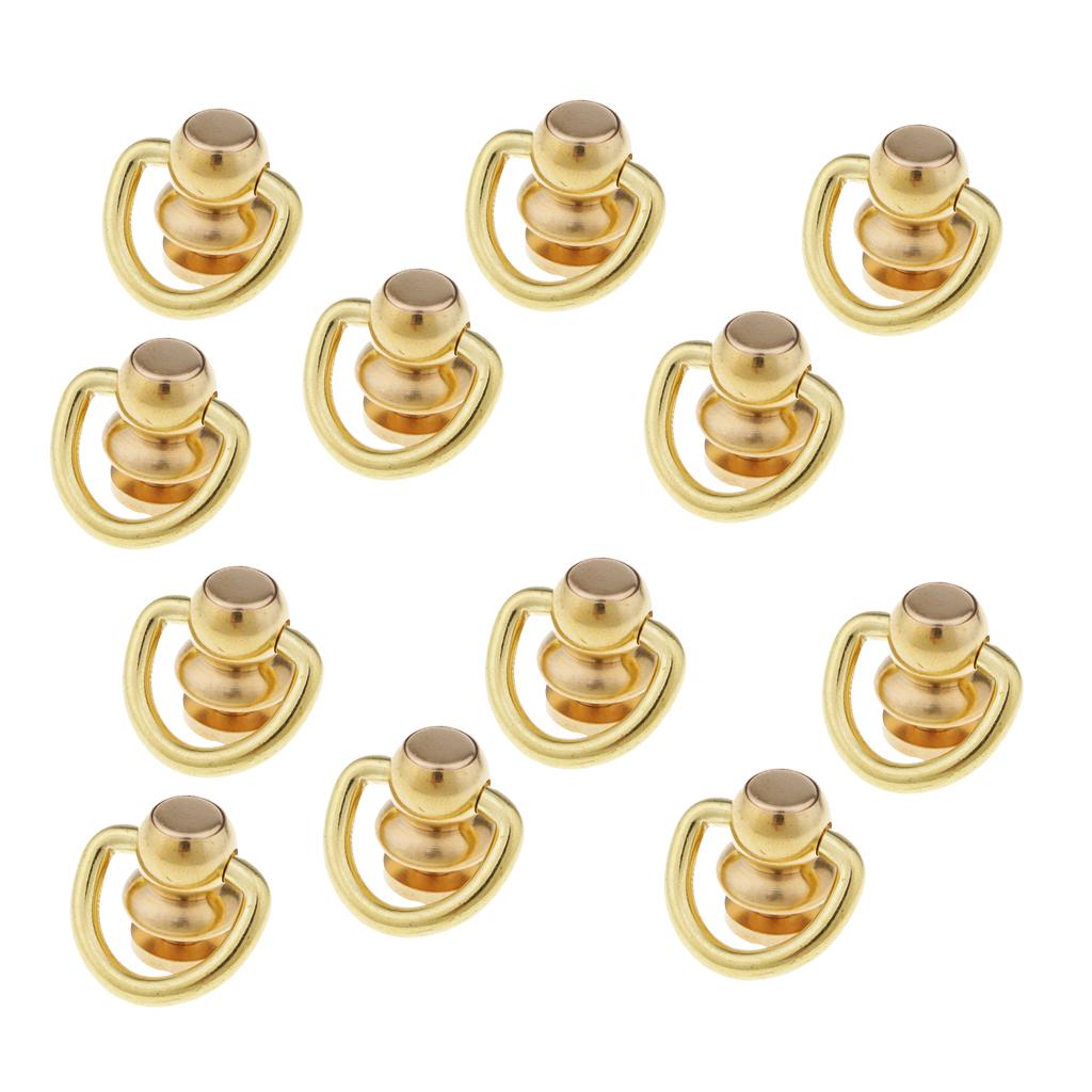 12Pcs Ball Post with Ring Rivet Stud Round Head Screw Back for Leather Craft