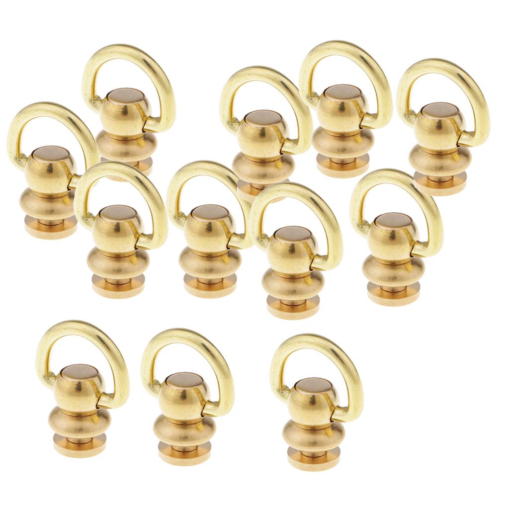 12Pcs Ball Post with Ring Rivet Stud Round Head Screw Back for Leather Craft