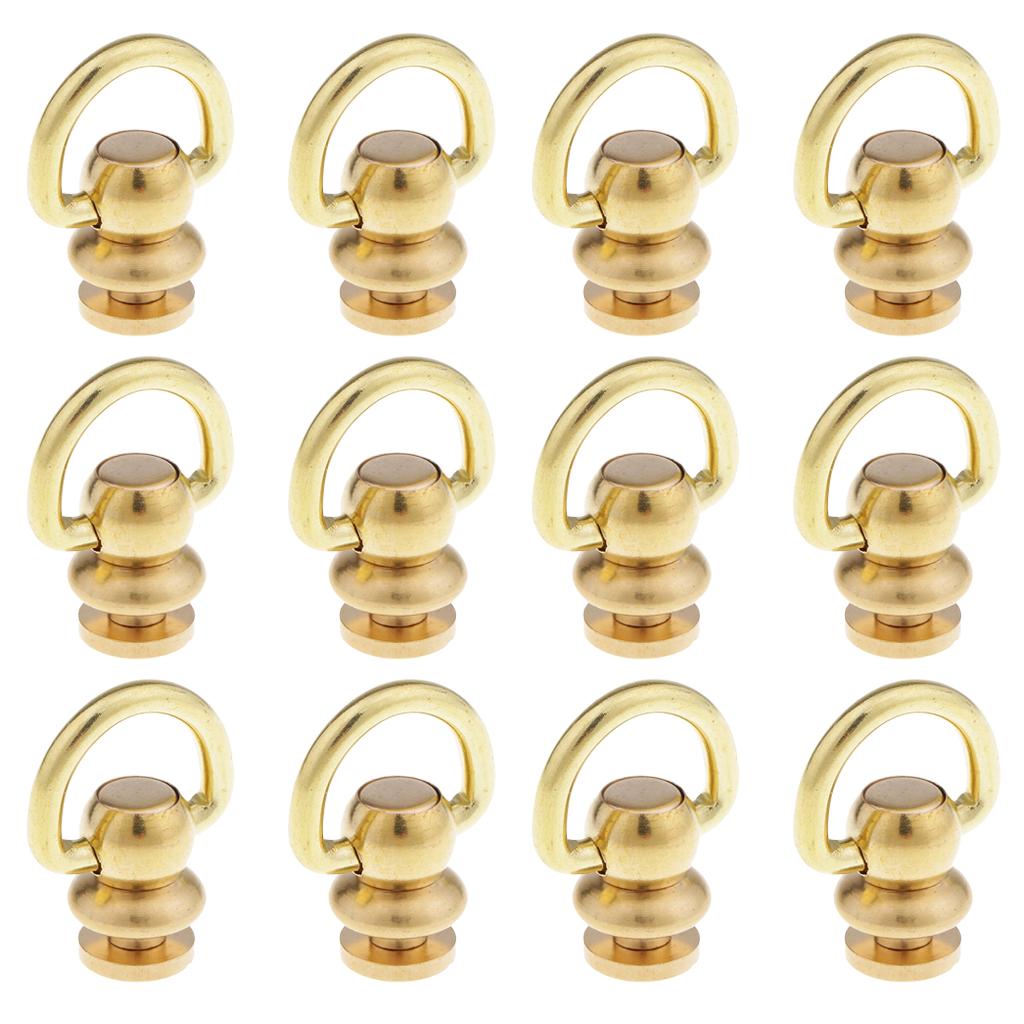 12Pcs Ball Post with Ring Rivet Stud Round Head Screw Back for Leather Craft