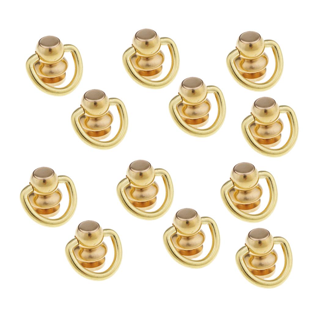 12Pcs Ball Post with Ring Rivet Stud Round Head Screw Back for Leather Craft