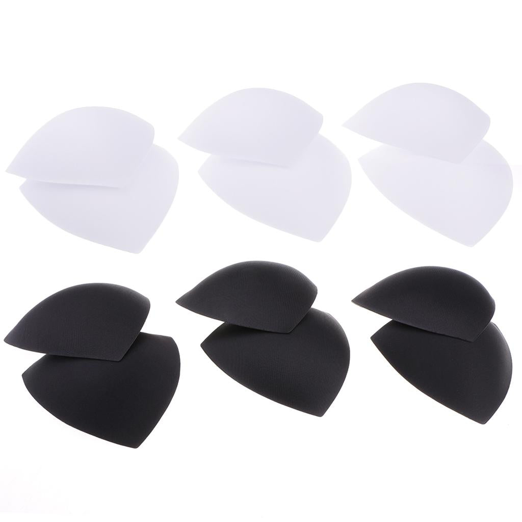 6 Pairs Women's Triangle Bra Pads Inserts for Sports Bra Bikini Black White