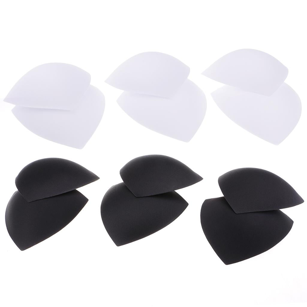6 Pairs Women's Triangle Bra Pads Inserts for Sports Bra Bikini Black White