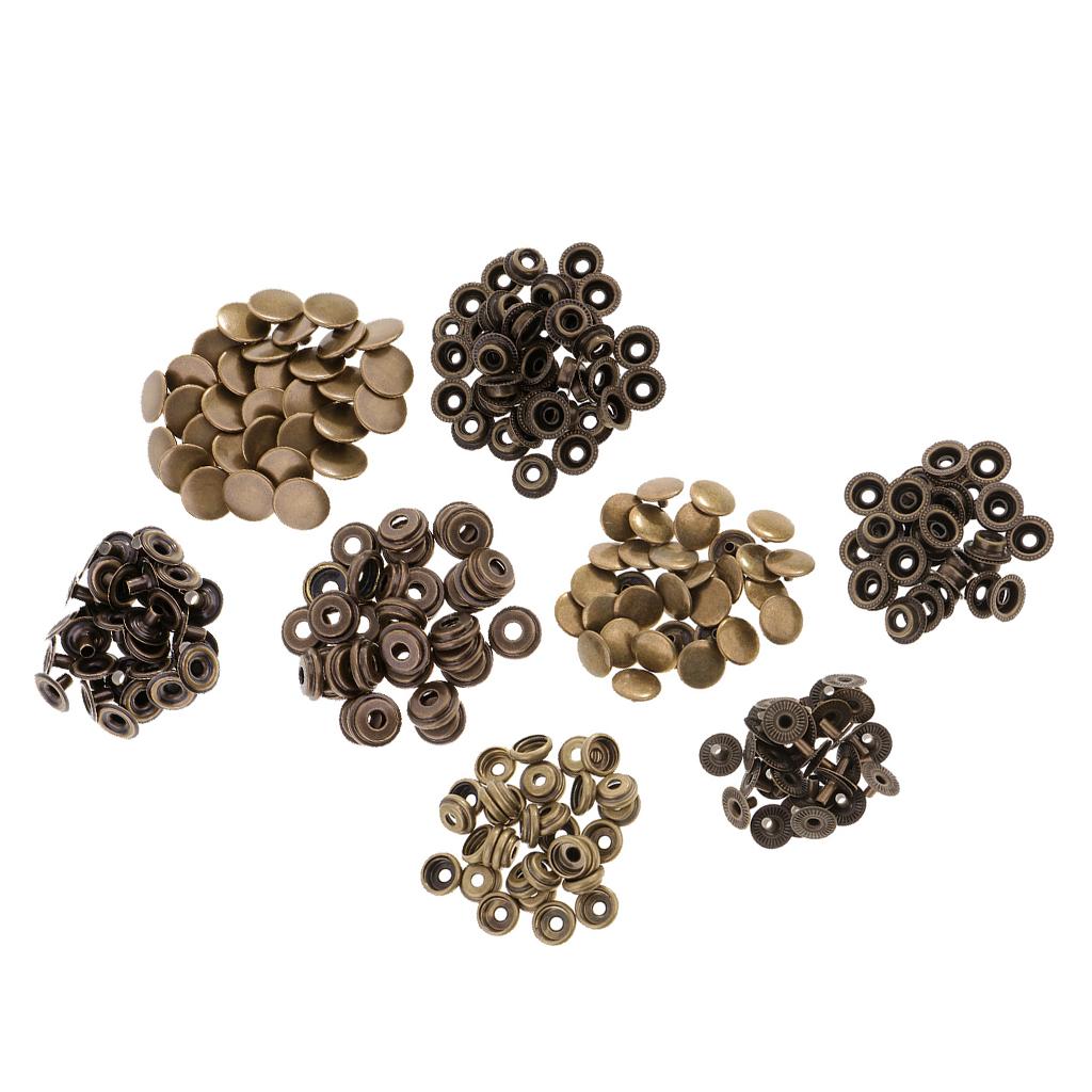 60 Sets Metal Snap Buttons Press Stud Popper Fasteners 12.5mm 15mm Bronze