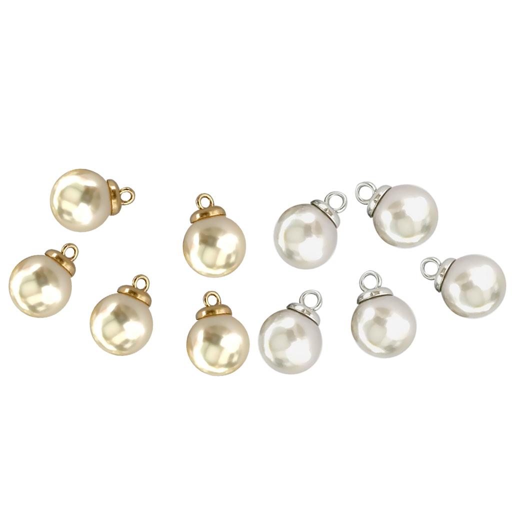 10Pcs 16mm Plastic Pearl Buttons Charms Pendants for DIY Sewing Scrapbooking