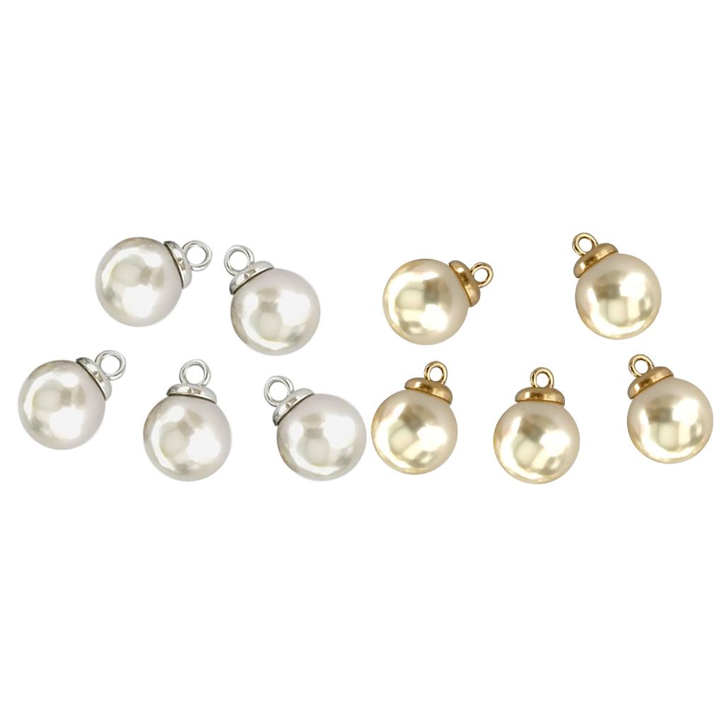 10Pcs 16mm Plastic Pearl Buttons Charms Pendants for DIY Sewing Scrapbooking