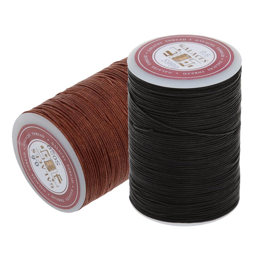 2 Rolls Sewing Round Waxed String Thread Spools 0.6mm Leather Craft Handwork