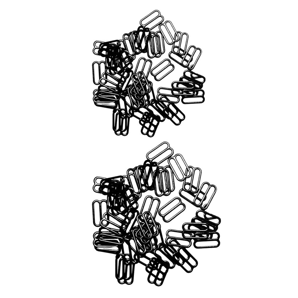 200Pcs Metal Lingerie Hardware Sewing Clip Hook Eye for Bra Straps 15mm 20mm