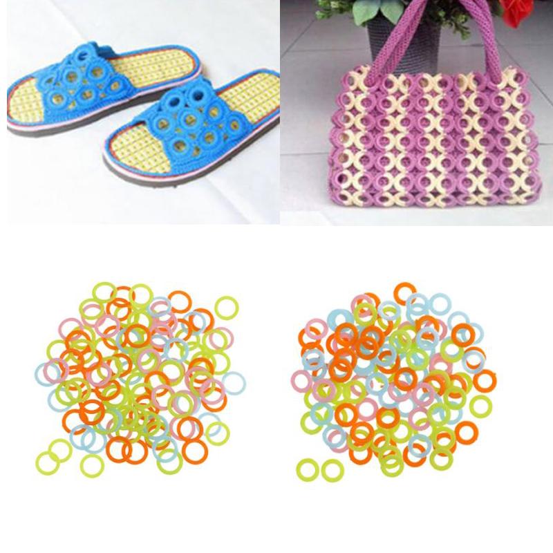 200pcs 15mm 12mm Plastic Crochet Ring Circle Hook Tool for Handbag Car Seat