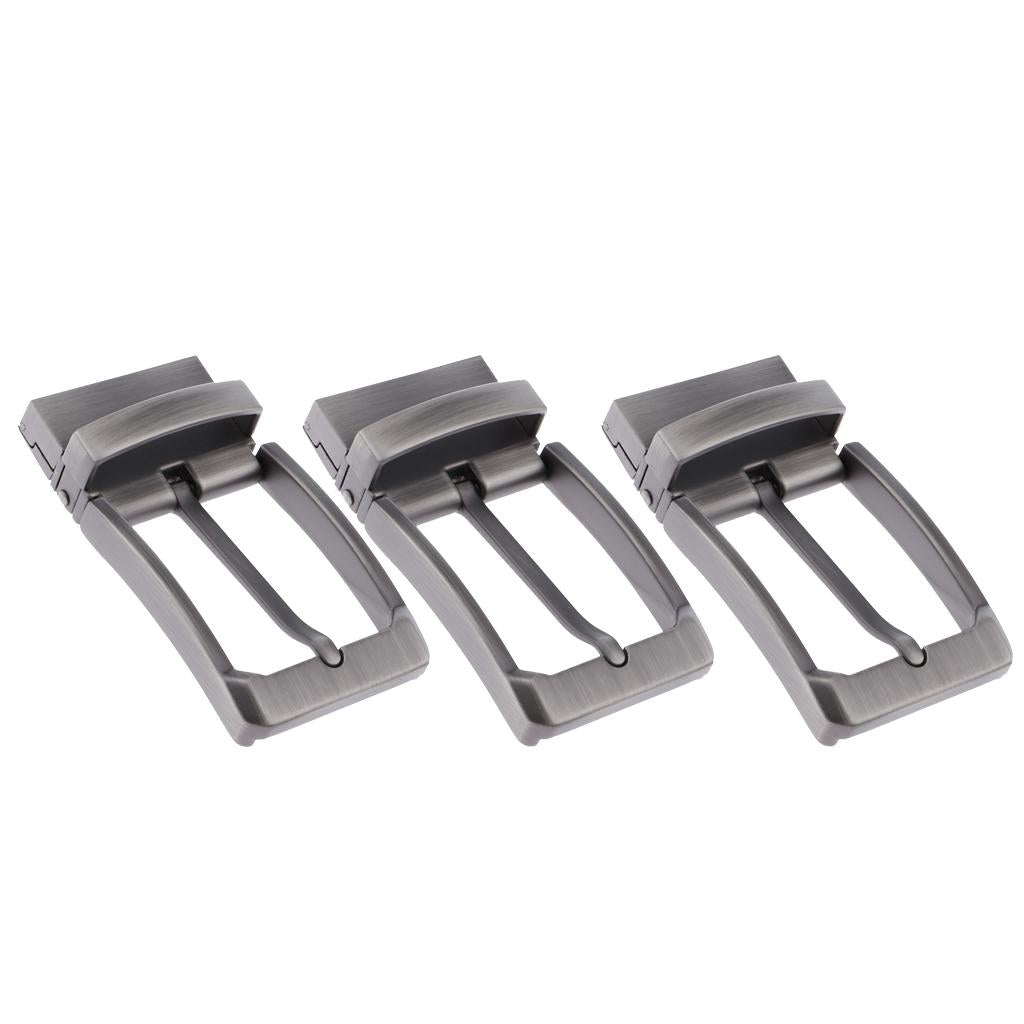 3pcs Mens Antique Belt Buckle Single Prong Rectangular Pin Buckle Reversible