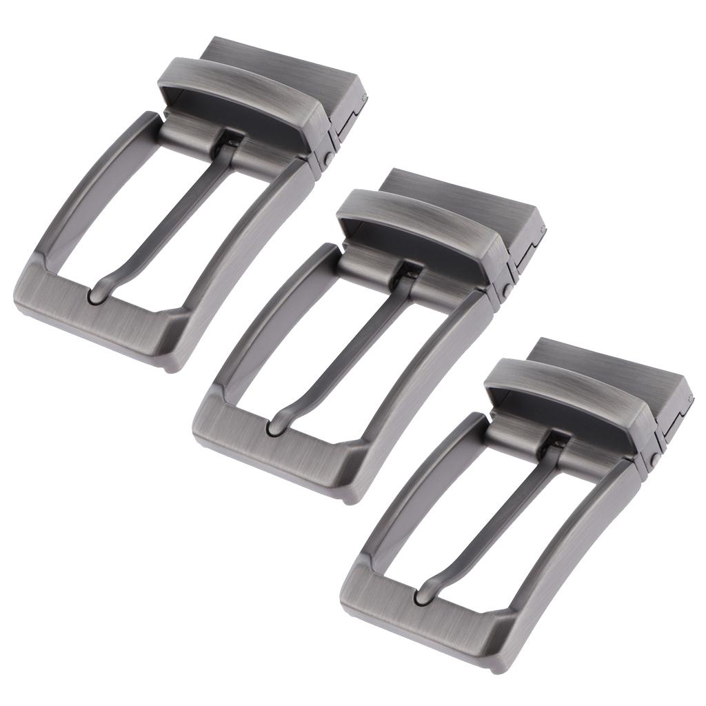 3pcs Mens Antique Belt Buckle Single Prong Rectangular Pin Buckle Reversible