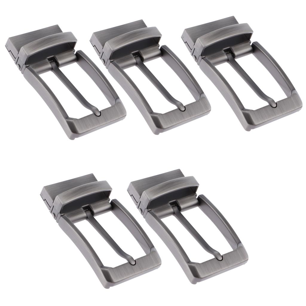 5pcs Mens Antique Belt Buckle Single Prong Rectangular Pin Buckle Reversible