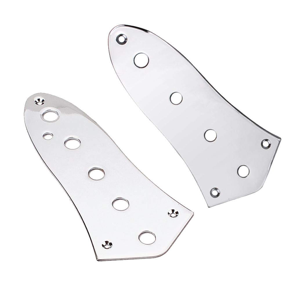 2 Pieces Chrome Control Plate for Jazz Bass Guitar