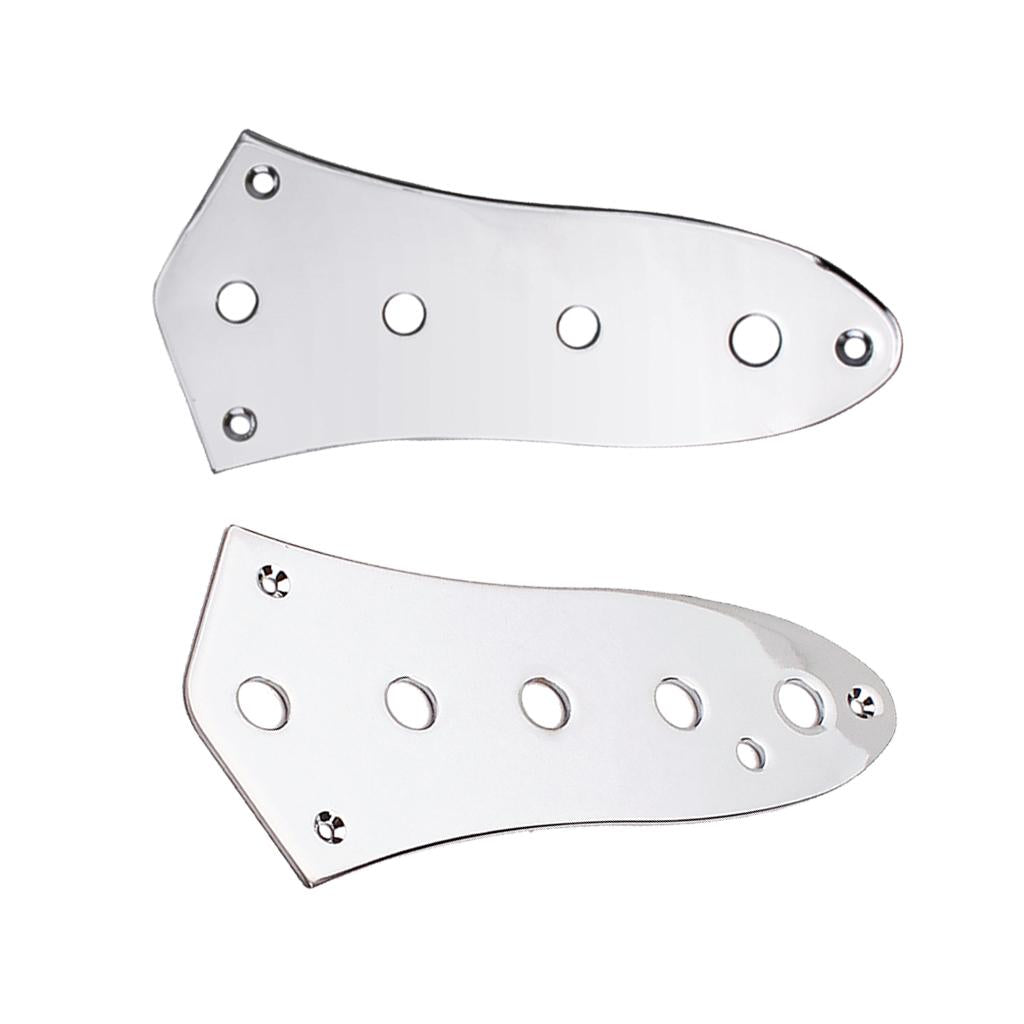 2 Pieces Chrome Control Plate for Jazz Bass Guitar