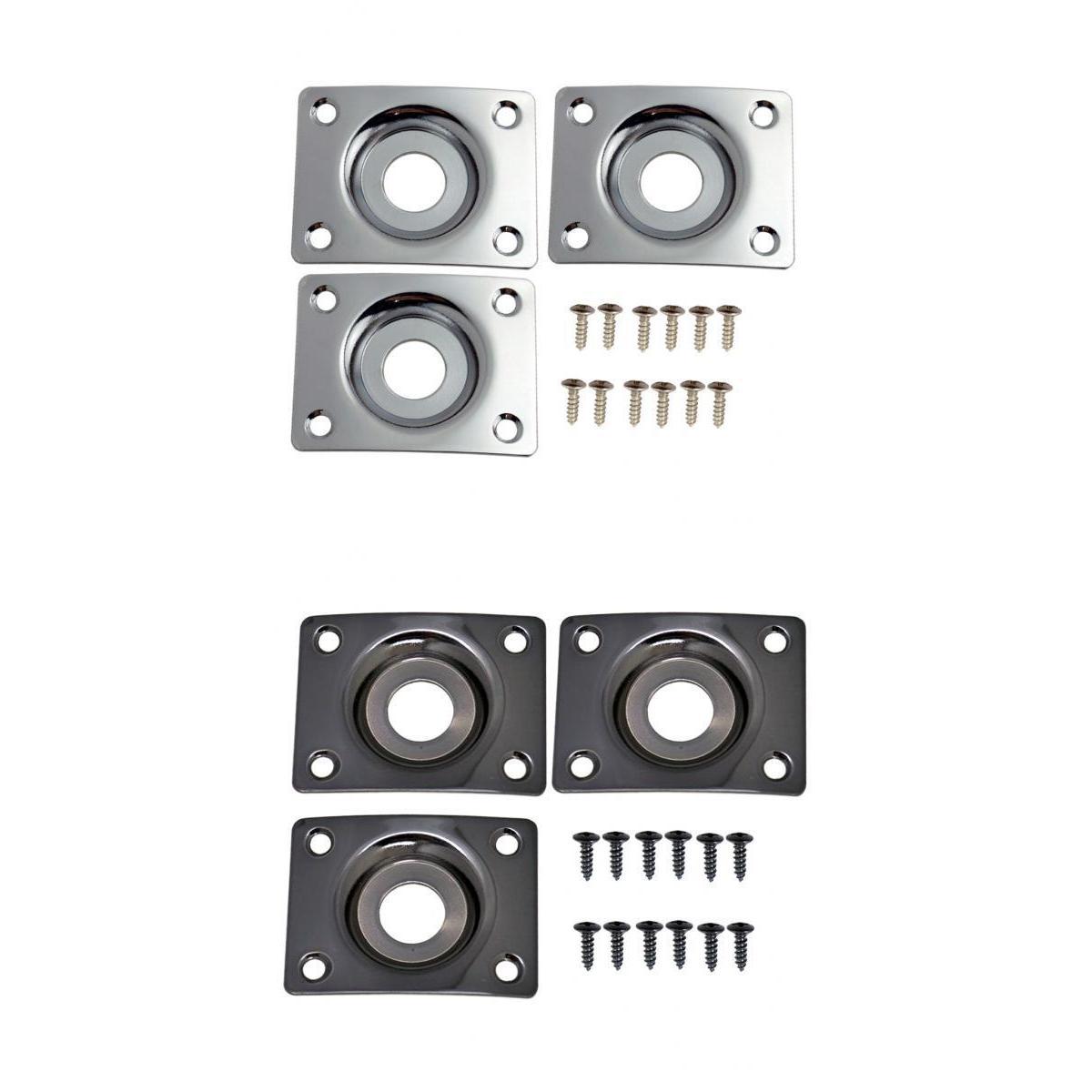 6pcs Universal Electric Guitar Jack Bass Output Socket Plate Rectangle