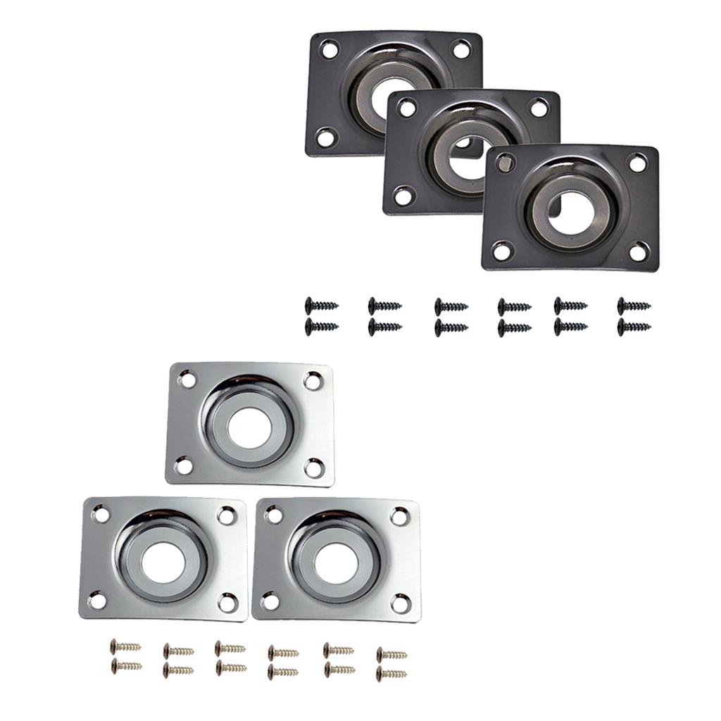 6pcs Universal Electric Guitar Jack Bass Output Socket Plate Rectangle