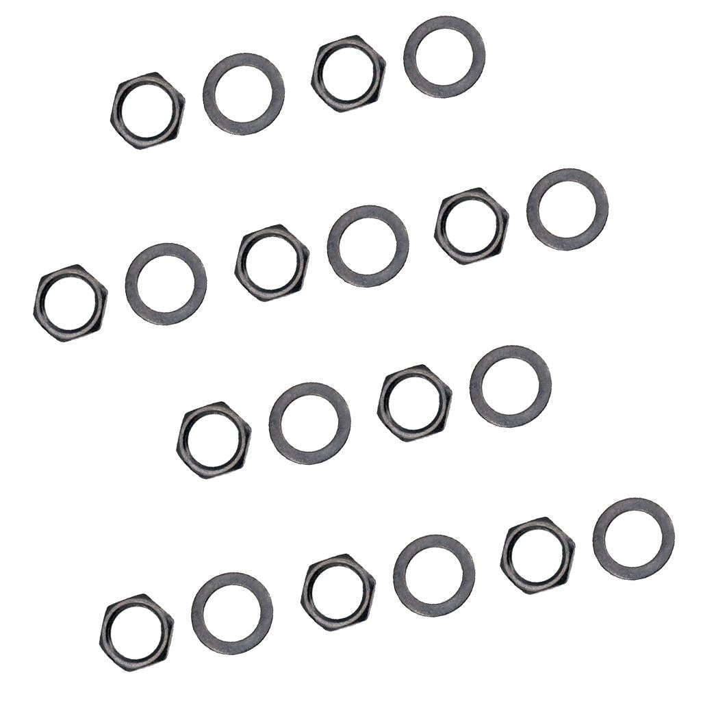 10 Sets Electric Guitar Output Input Jack Nuts Washers Gaskets Dia. 8/9.36mm