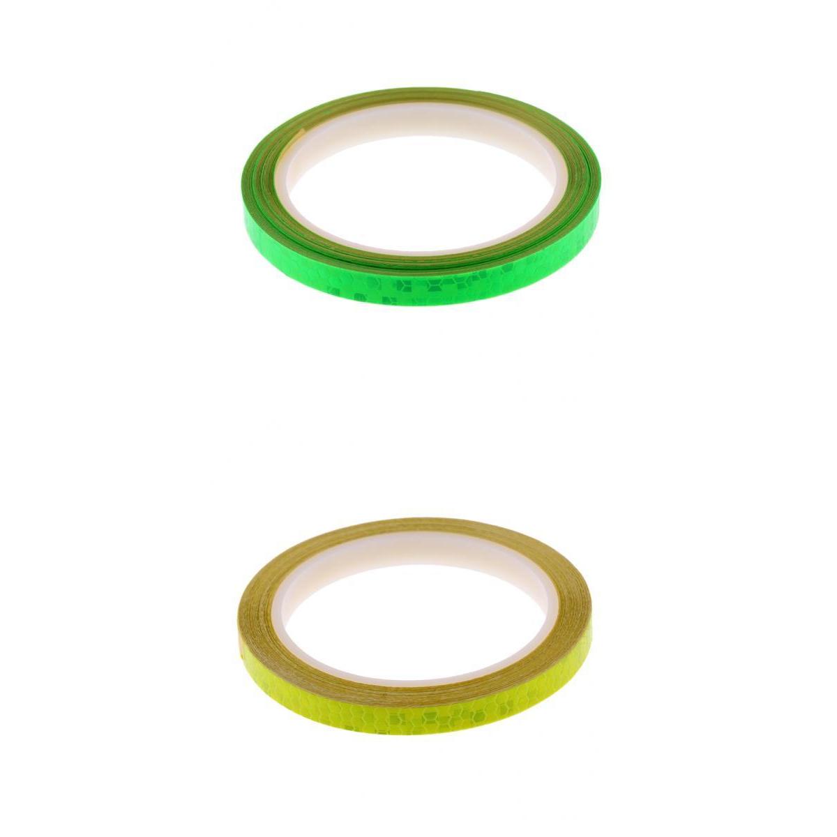 2pcs Bike Reflective Wheel Stickers Cycling Reflector Tapes Green+Yellow