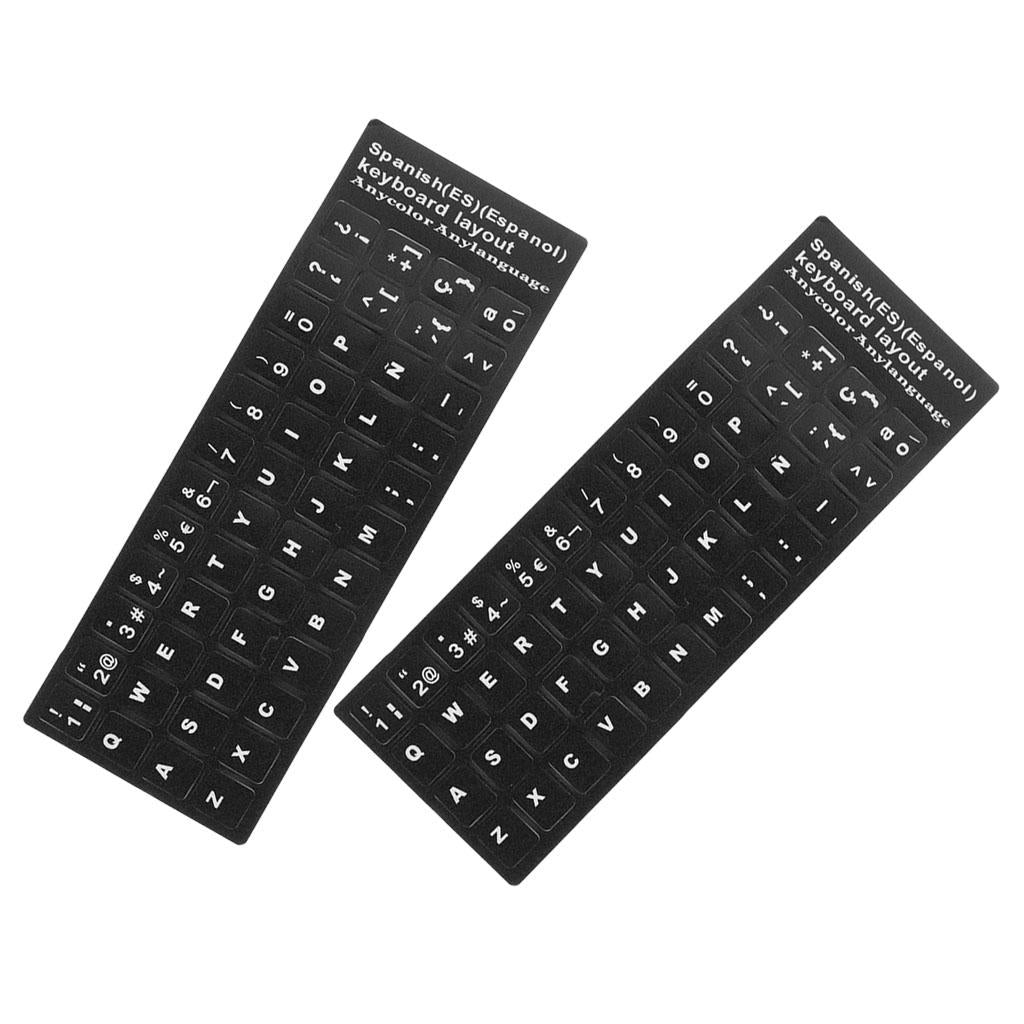 2x Spanish White Letters Keyboard Stickers Laptop Computer Protector Cover