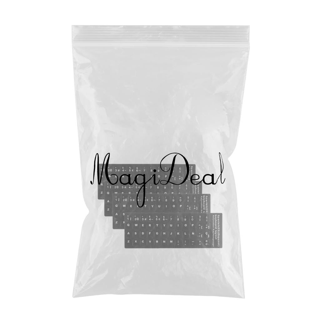 4xSpanish White Letters Keyboard Stickers Laptop Computer Protector Cover