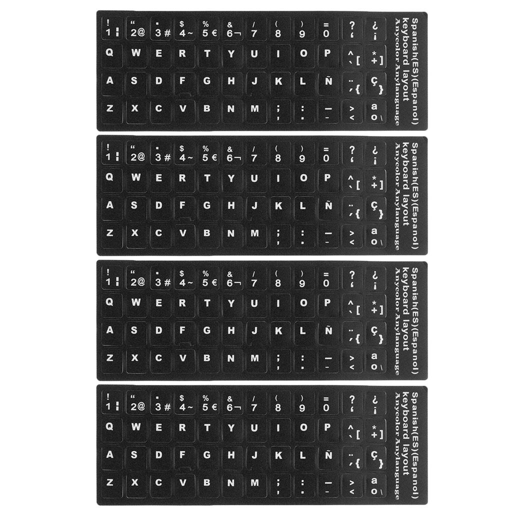 4xSpanish White Letters Keyboard Stickers Laptop Computer Protector Cover