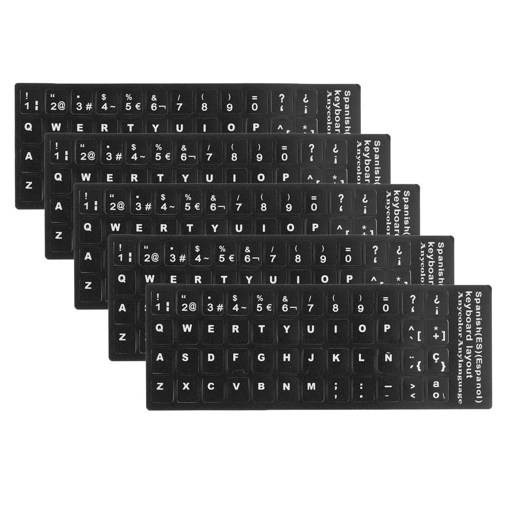 5xSpanish White Letters Keyboard Stickers Laptop Computer Protector Cover