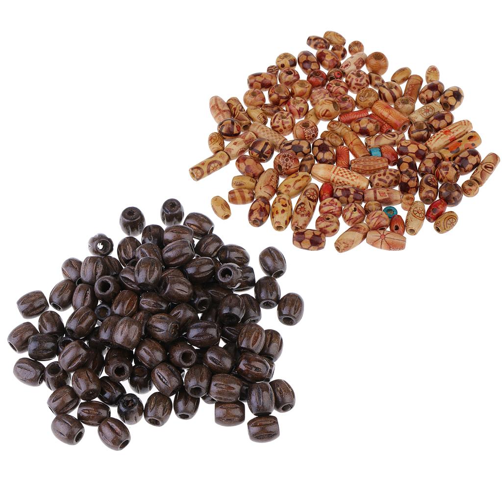 150 Pieces Carved Printed Wooden Beads Spacer Bead for Jewelry Making Charms