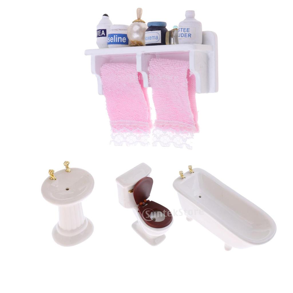 1/12 Scale Dollhouse Miniatures Bathroom Furniture Bathroom Set Room Decor