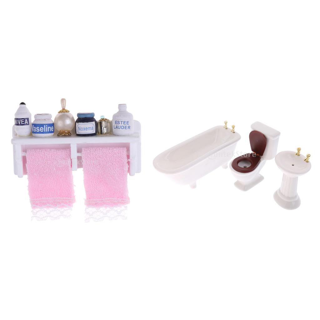 1/12 Scale Dollhouse Miniatures Bathroom Furniture Bathroom Set Room Decor