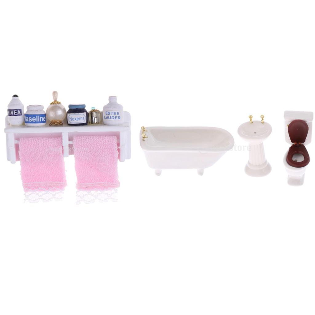1/12 Scale Dollhouse Miniatures Bathroom Furniture Bathroom Set Room Decor