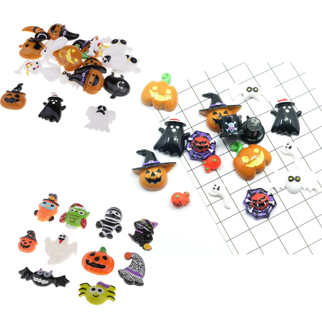 46 Pieces HALLOWEEN Resin Flatback Cabochons Embellishments DIY Phone Crafts