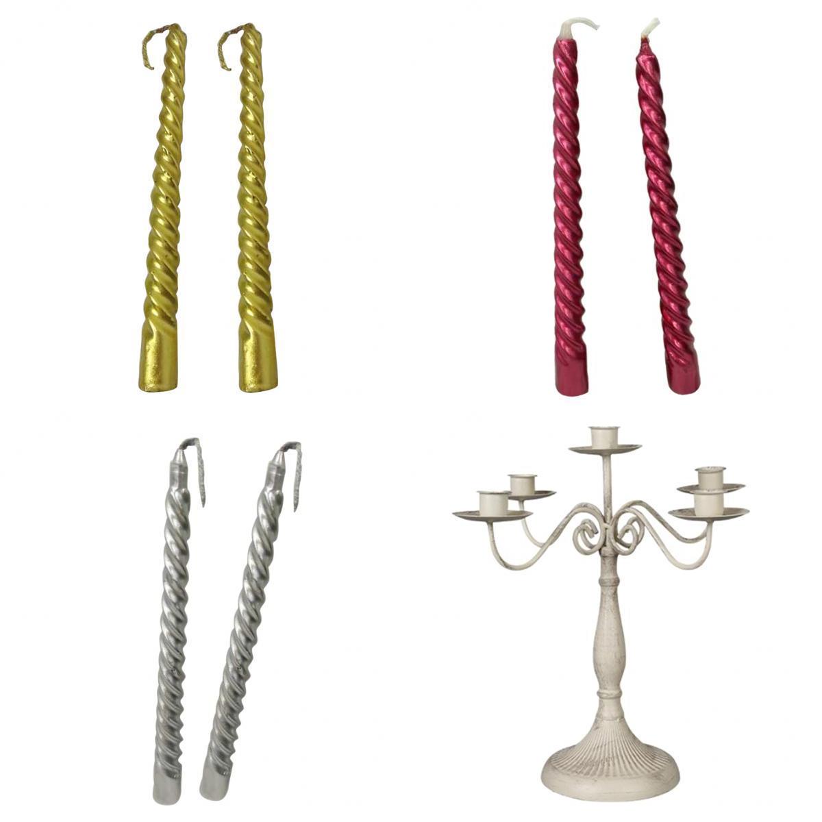 5 Arm Metal Candlesticks Iron Candle Holder Candelabra with Spiral Candle