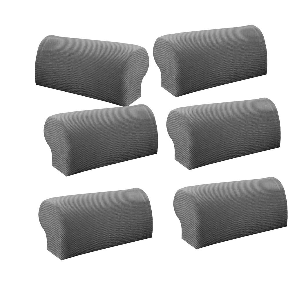 3 Pair Elastic Sofa Armrest Covers Armchair Slipcovers Protector Grey