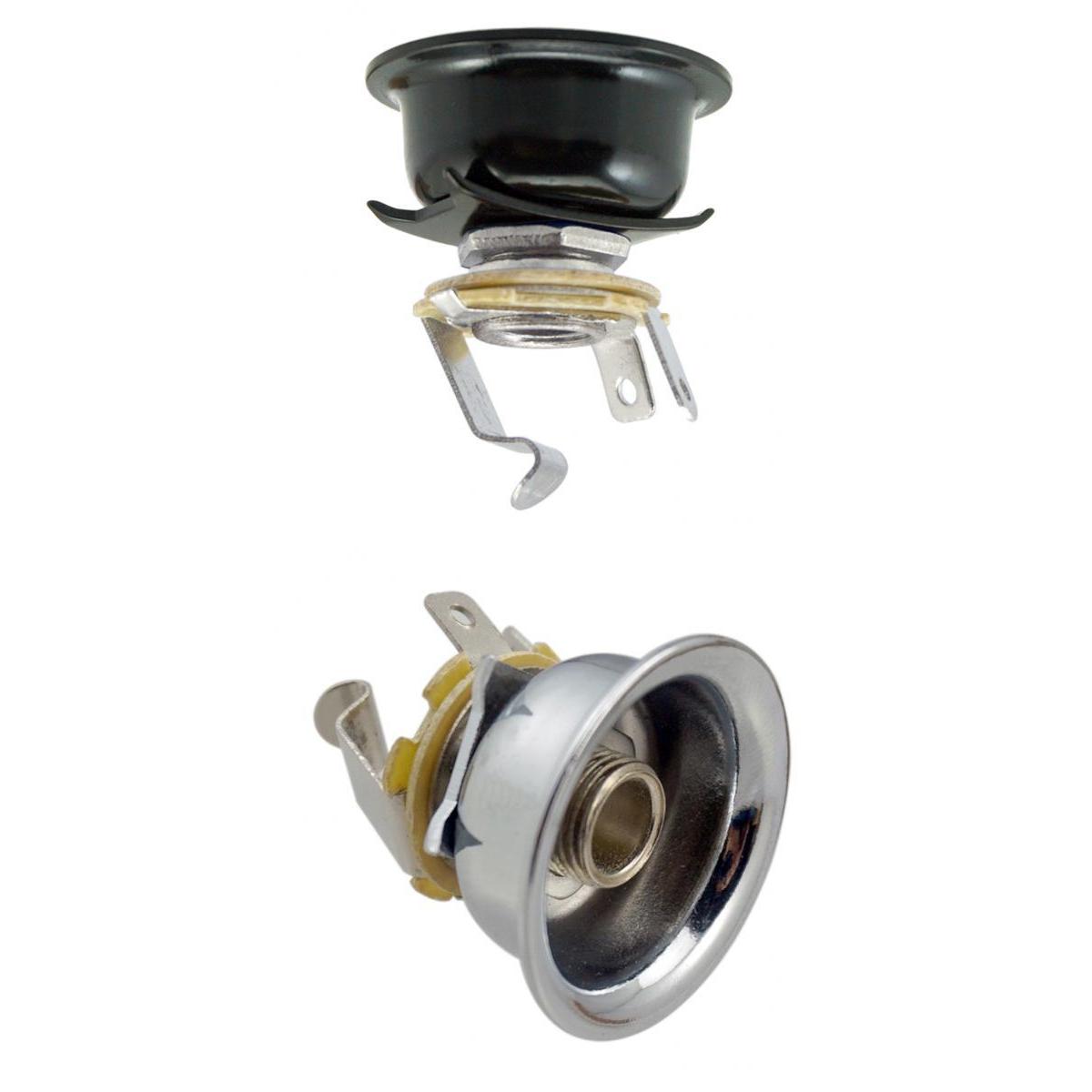 6.35mm 1/4 Jack Plug Socket Output Plate for Guitar Black+Silver"