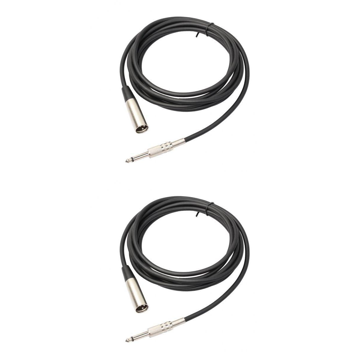 2 Pcs XLR 3 Pin Male to 1/4 6.35mm Mono Jack Male Plug Microphone Cable