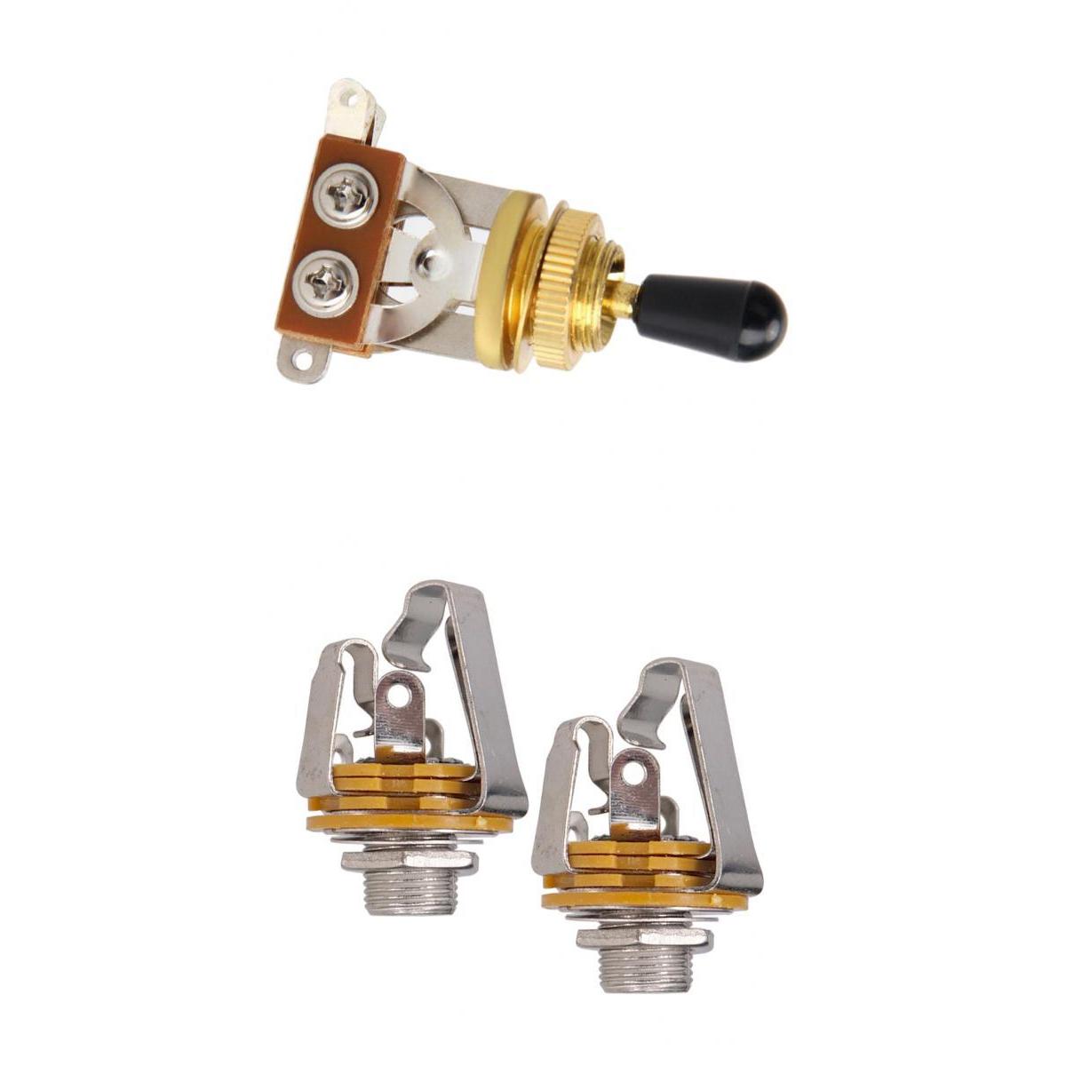 3 Way Toggle Switch +Input Output Jack Plug Socket for Electric Guitar