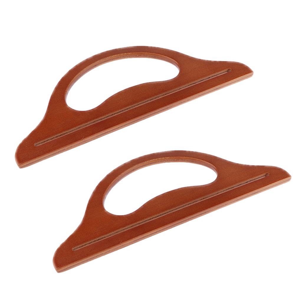 2x Wooden Bag Handle Replacement for DIY Purse Handbag Making Supplies Brown