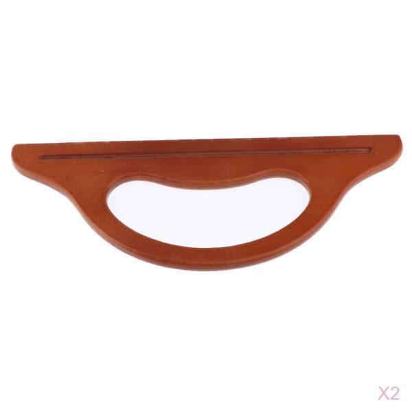 2x Wooden Bag Handle Replacement for DIY Purse Handbag Making Supplies Brown