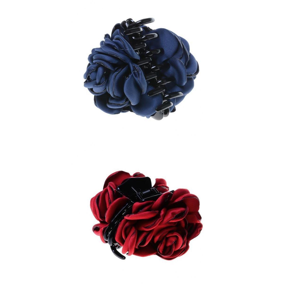 2pcs Fashion Fabric Rose Flower Large Hair Clamp Claw Clip Accessories Gift
